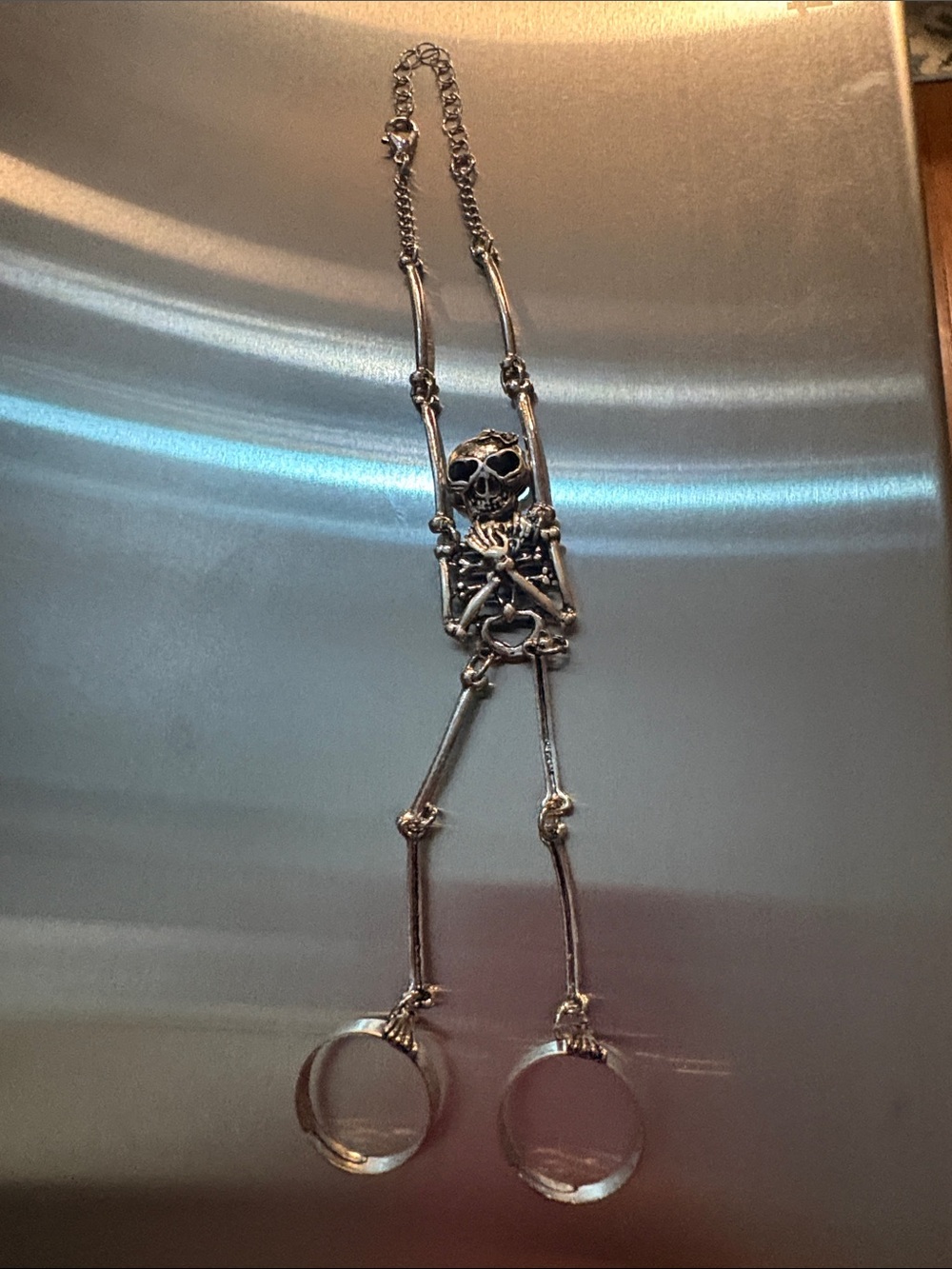 Silver Skeleton Drop Bracelet with rings Women Jewelry